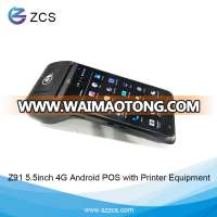 ZCS Z91 Handheld Android Mobile Pos with Printer rfid pos terminal