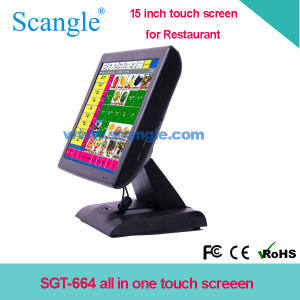 Stylish 15′′ All in One Touch Screen POS System with VFD Customer Display for Restaurant